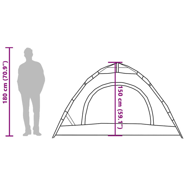 3-Personen Campingzelt Grün Quick Release