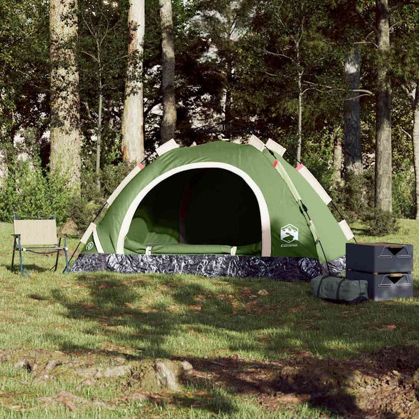 4-Personen Campingzelt Grün Quick Release
