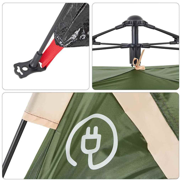 4-Personen Campingzelt Grün Quick Release