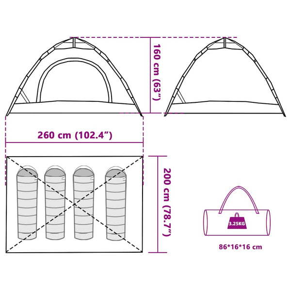 Campingzelt Blau für 4 Personen