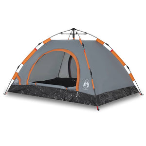 Campingzelt 4 Personen Grau/Orange Quick Release