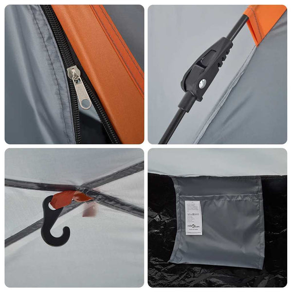 Campingzelt 4 Personen Grau/Orange Quick Release