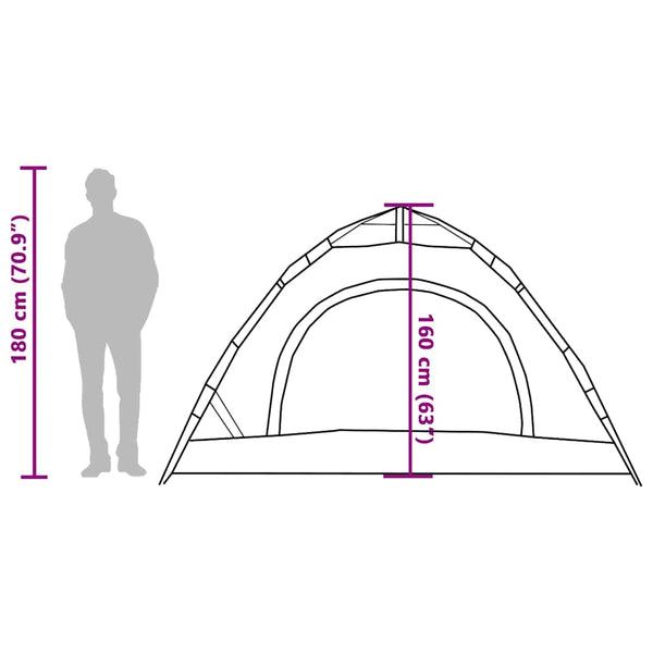 Campingzelt 4 Personen Grau/Orange Quick Release