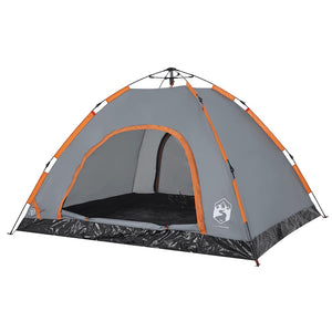 Campingzelt 4 Personen Grau/Orange Quick Release