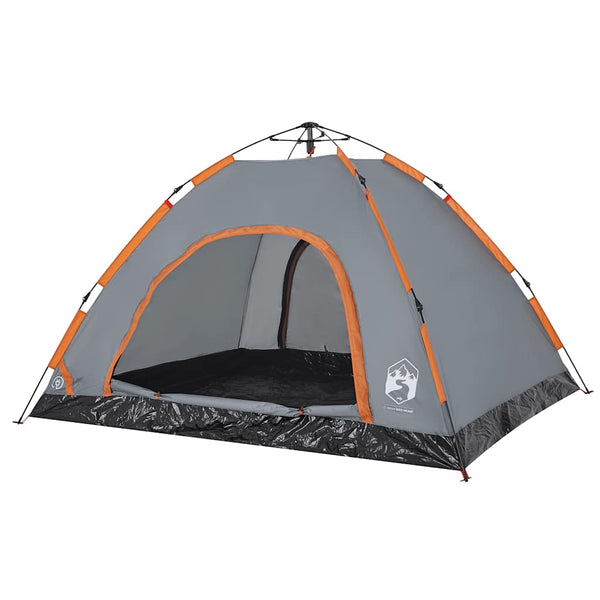 Campingzelt 4 Personen Grau/Orange Quick Release