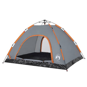 Campingzelt 4 Personen Grau/Orange Quick Release