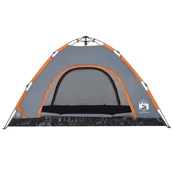 Campingzelt 4 Personen Grau/Orange Quick Release