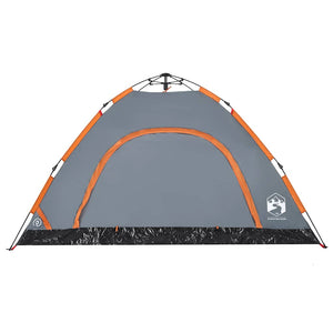 Campingzelt 4 Personen Grau/Orange Quick Release