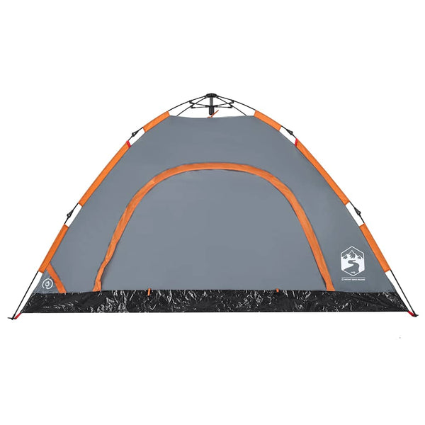Campingzelt 4 Personen Grau/Orange Quick Release