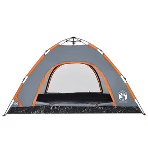 Campingzelt 4 Personen Grau/Orange Quick Release