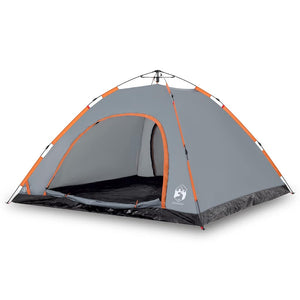 5-Personen Campingzelt Grau/Orange Quick Release