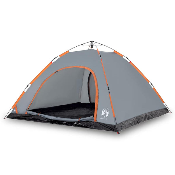 5-Personen Campingzelt Grau/Orange Quick Release
