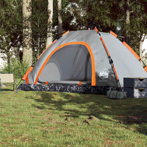 5-Personen Campingzelt Grau/Orange Quick Release