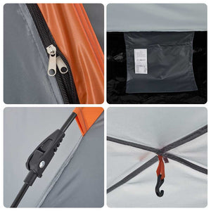 5-Personen Campingzelt Grau/Orange Quick Release