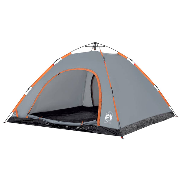 5-Personen Campingzelt Grau/Orange Quick Release