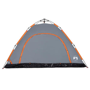 5-Personen Campingzelt Grau/Orange Quick Release