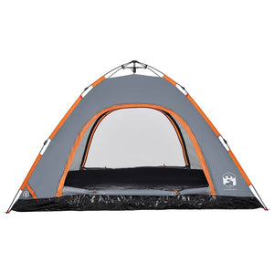 5-Personen Campingzelt Grau/Orange Quick Release