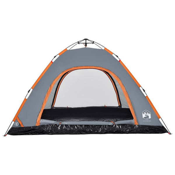 5-Personen Campingzelt Grau/Orange Quick Release