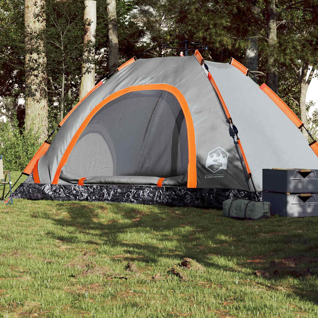 5-Personen Campingzelt Grau/Orange Quick Release