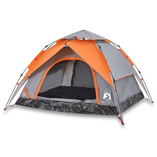vidaXL Tente dôme de camping 3 personnes gris et orange à libération rapide