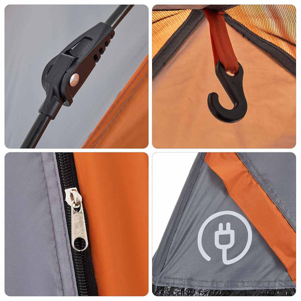 vidaXL Tente dôme de camping 3 personnes gris et orange à libération rapide