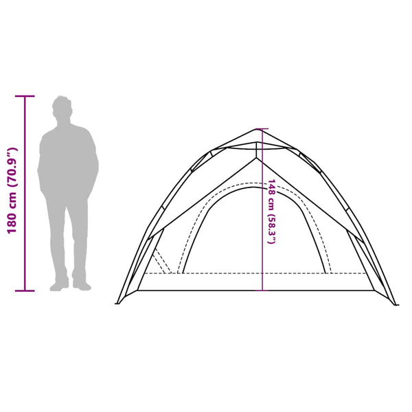 vidaXL Tente dôme de camping 3 personnes gris et orange à libération rapide