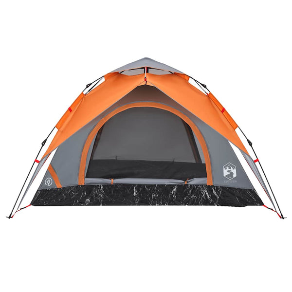 vidaXL Tente dôme de camping 3 personnes gris et orange à libération rapide