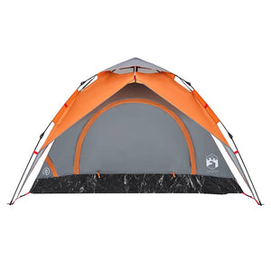 vidaXL Tente dôme de camping 3 personnes gris et orange à libération rapide