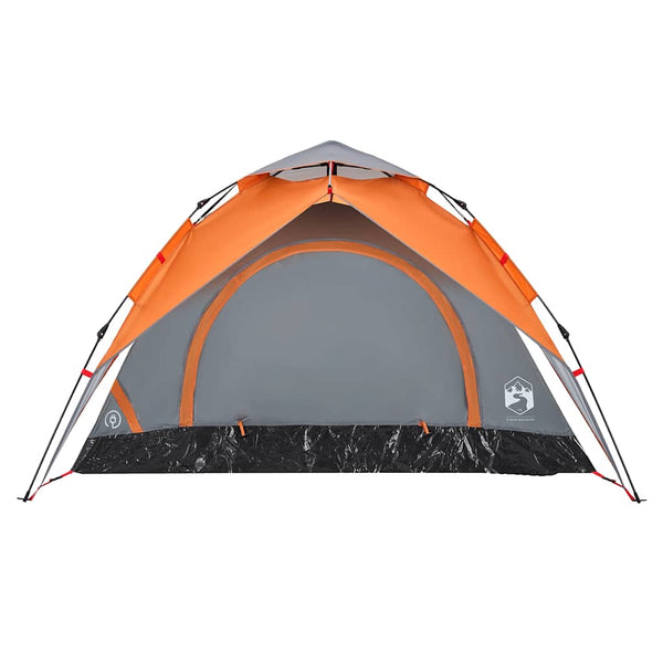 vidaXL Tente dôme de camping 3 personnes gris et orange à libération rapide