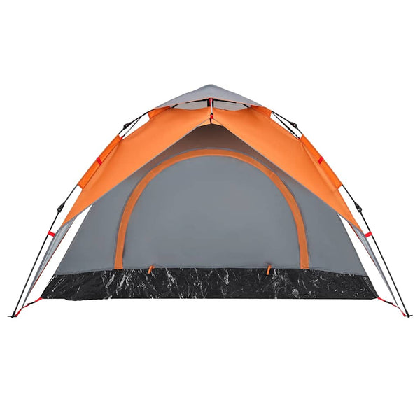 vidaXL Tente dôme de camping 3 personnes gris et orange à libération rapide