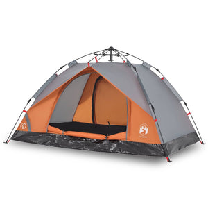 2-Personen Kuppelzelt Grau/Orange Quick Release