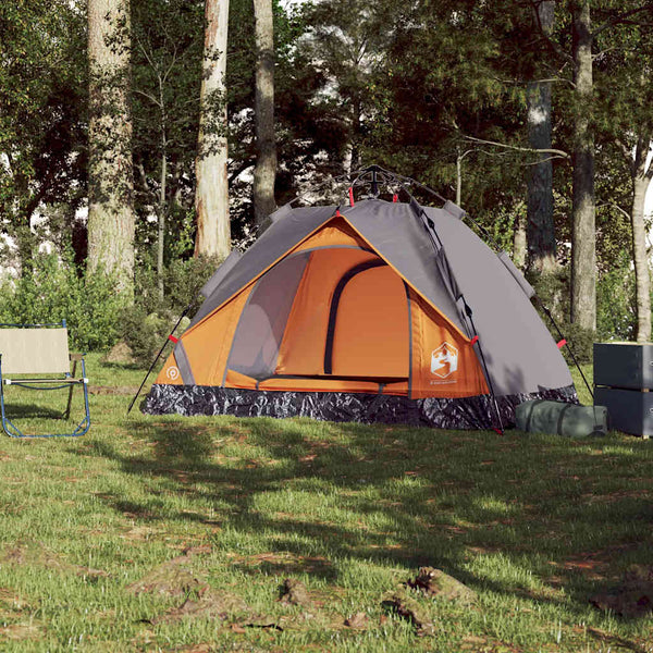 2-Personen Kuppelzelt Grau/Orange Quick Release