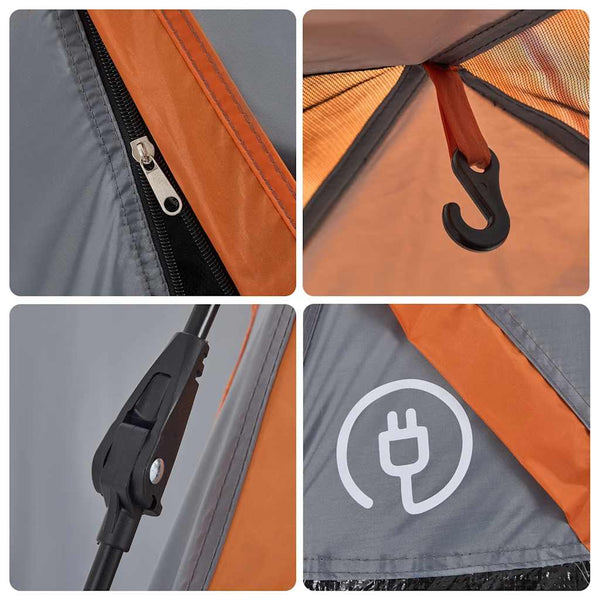 2-Personen Kuppelzelt Grau/Orange Quick Release