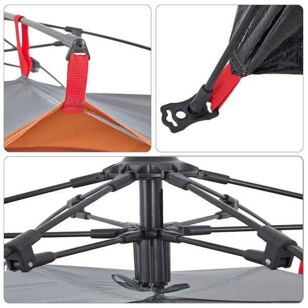 2-Personen Kuppelzelt Grau/Orange Quick Release