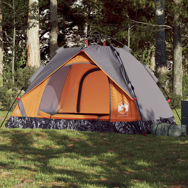 2-Personen Kuppelzelt Grau/Orange Quick Release
