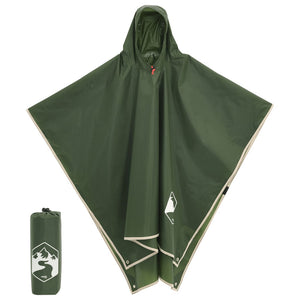 Regenponcho Grün mit Kapuze 2-in-1