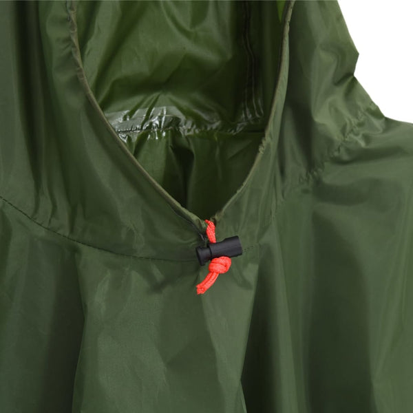 Regenponcho Grün mit Kapuze 2-in-1