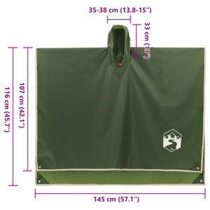 Regenponcho Grün mit Kapuze 2-in-1