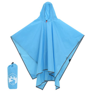 2-in-1 Regenponcho mit Kapuze Blau 223x145 cm