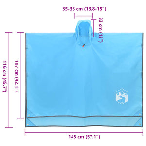2-in-1 Regenponcho mit Kapuze Blau 223x145 cm