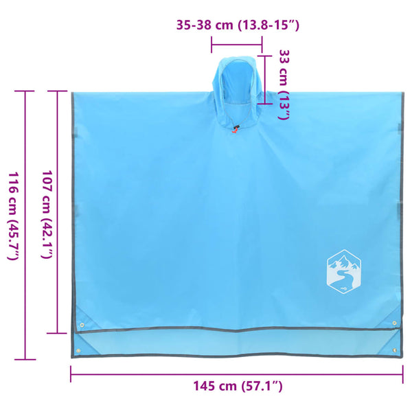 2-in-1 Regenponcho mit Kapuze Blau 223x145 cm
