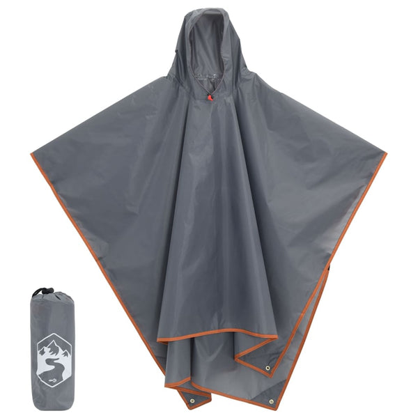 Regenponcho mit Kapuze Grau/Orange 223x145cm