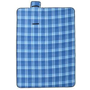 Faltbare Picknickdecke Blau Kariert 200x150cm