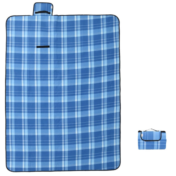 Faltbare Picknickdecke Blau Kariert 200x150cm