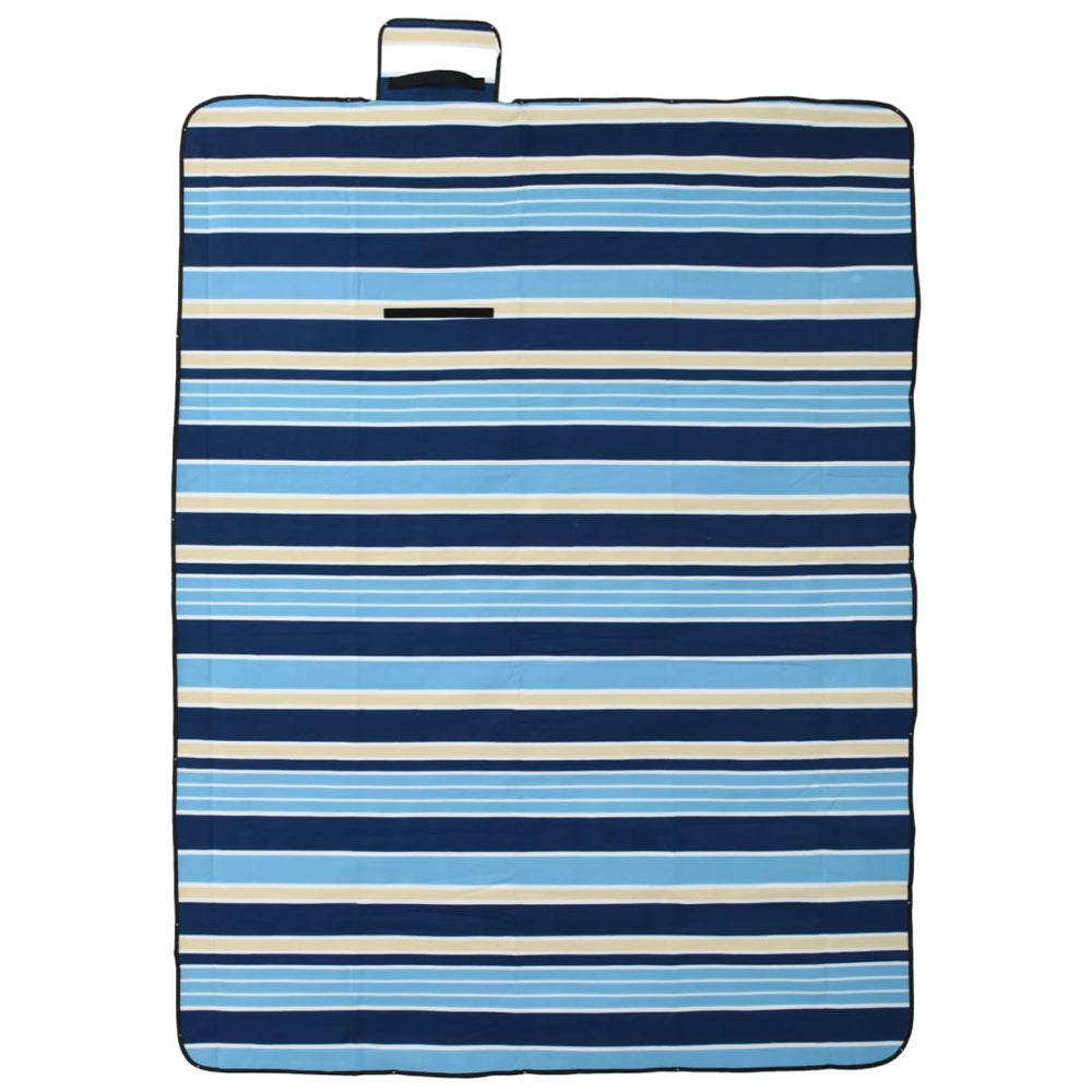 Faltbare Picknickdecke Blau-Weiß Gestreift 200x150cm