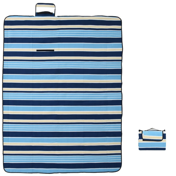 Faltbare Picknickdecke Blau-Weiß Gestreift 200x150cm