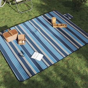 Faltbare Picknickdecke Blau-Weiß Gestreift 200x150cm