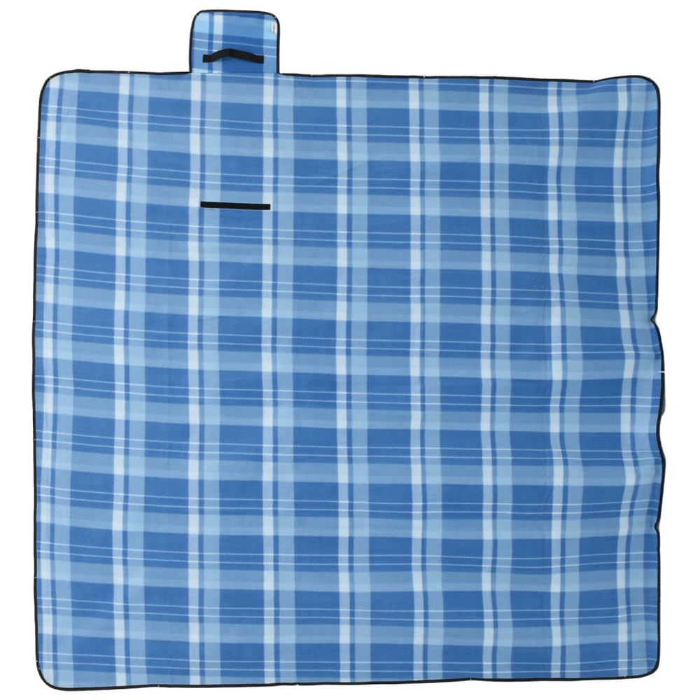 Faltbare Picknickdecke Blau Kariert 200x200cm