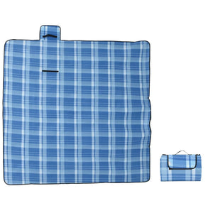 Faltbare Picknickdecke Blau Kariert 200x200cm
