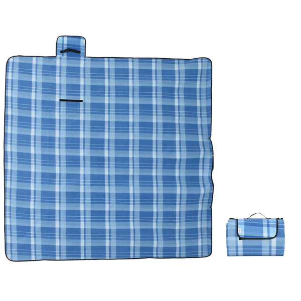 Faltbare Picknickdecke Blau Kariert 200x200cm